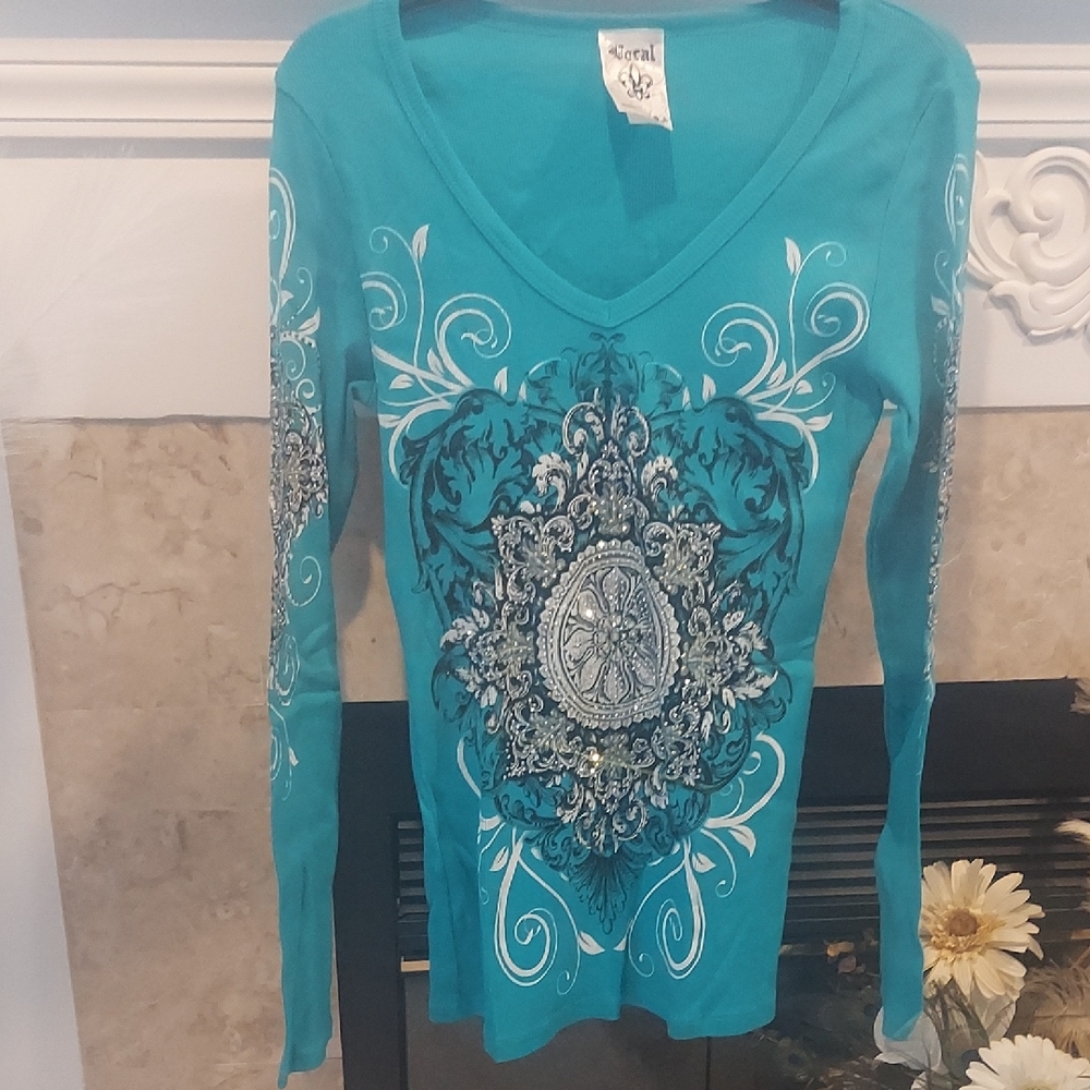 VOCAL Teal Long Sleeve Top